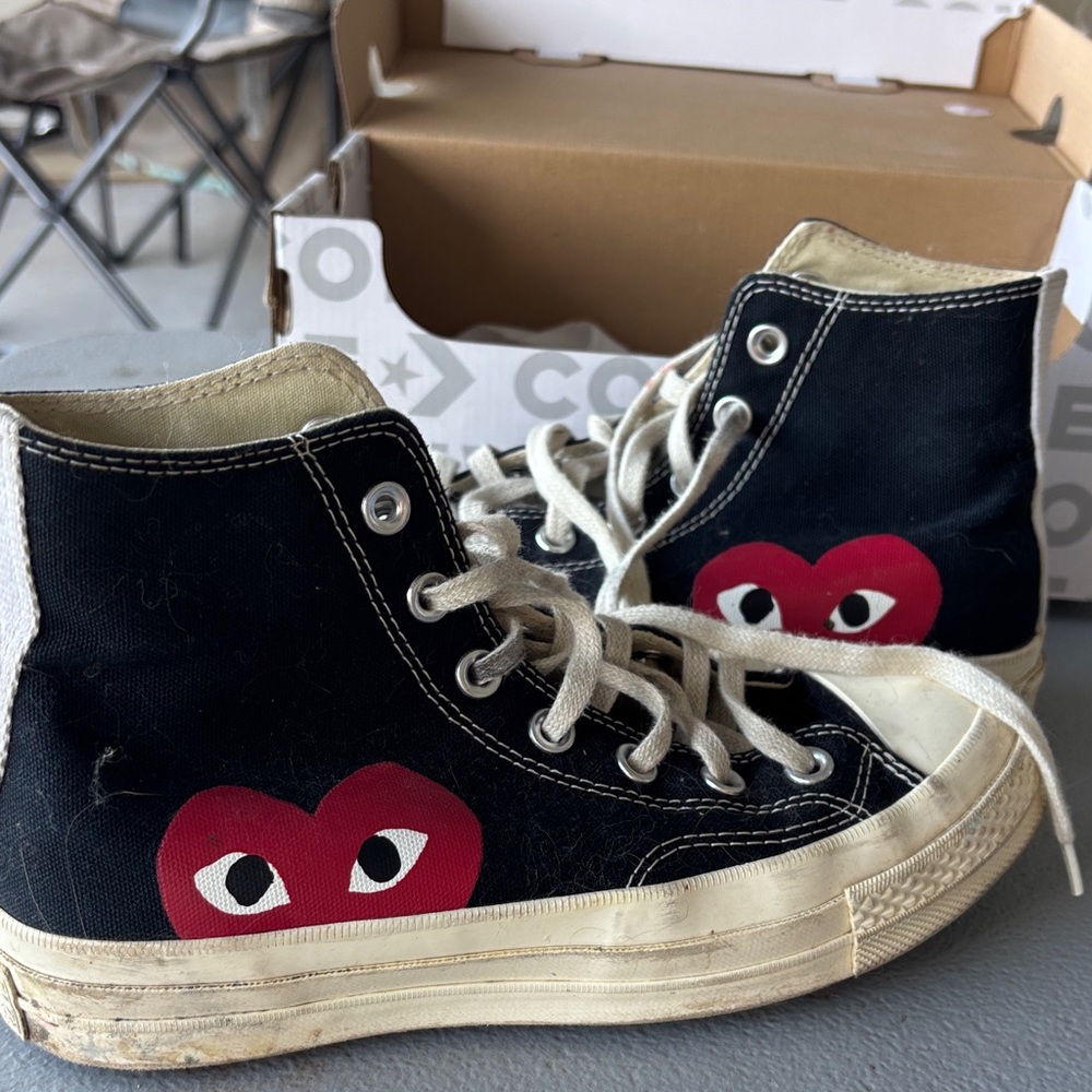Converse Kids Black Sneakers with Red Heart